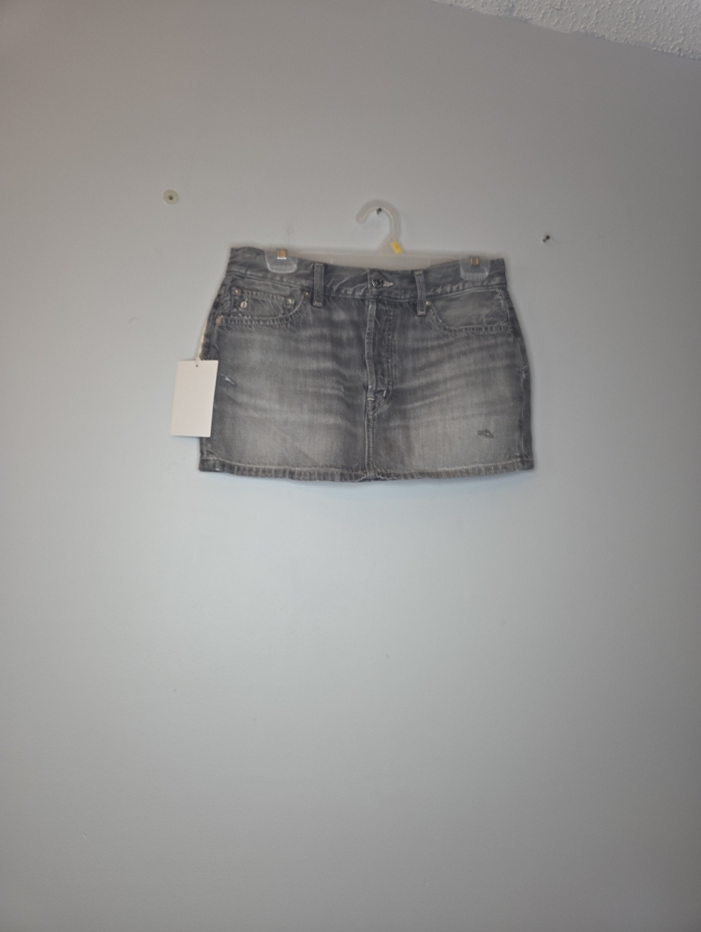 Etica Women's Gray Denim Mini Skirt - Casual Washed Look, NWT, Size 26